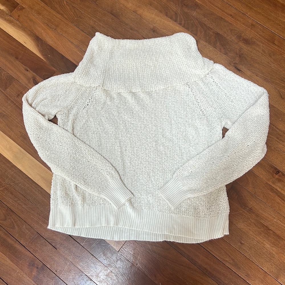Free People Cream Off the Shoulder Sweater